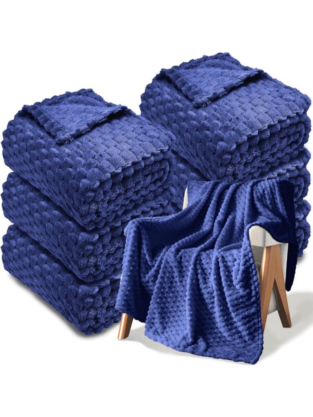 Cozy 6-Pack Flannel Throw Blankets 50x60" - Soft Lightweight Velvet Decor for